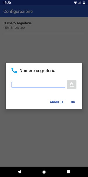 Inserisci Numero segreteria e seleziona OK