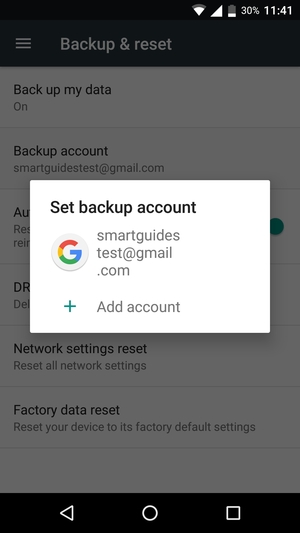 Select your backup account