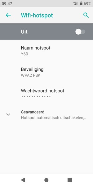 Selecteer Wachtwoord hotspot
