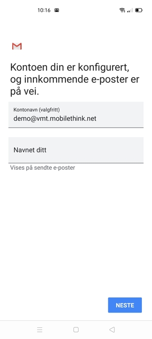 Gi kontoen din et navn, og skriv inn navnet ditt. Velg NESTE
