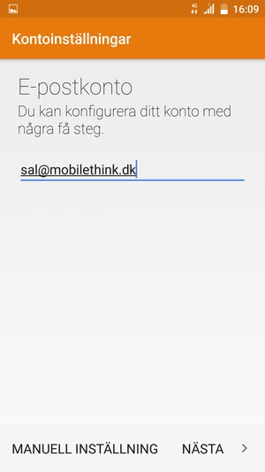 Ange din e-postadress och välj NÄSTA