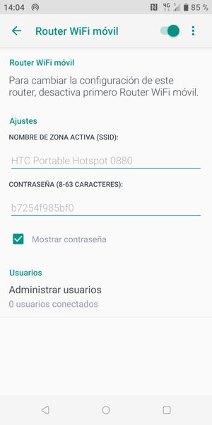 El teléfono ha sido configurado para su uso como módem
