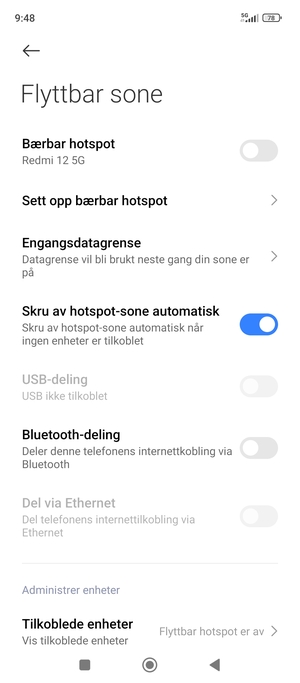 Velg Sett opp bærbar hotspot