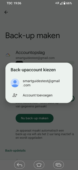 Selecteer uw back-up-account