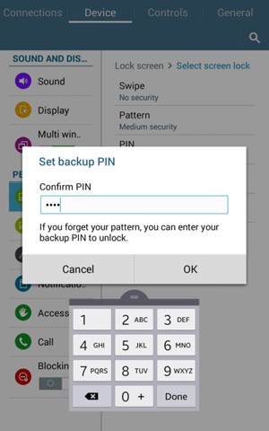 Confirm your Backup PIN and select OK