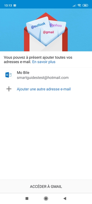 Sélectionnez ACCÉDER À GMAIL