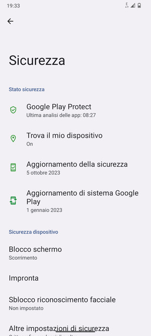 Seleziona Blocco schermo