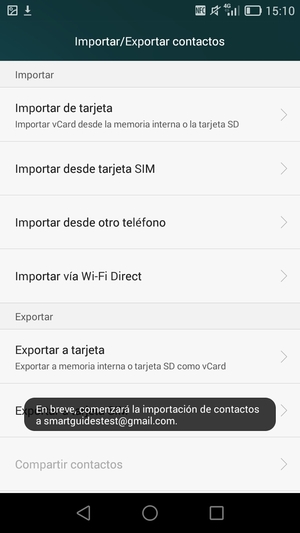 Sus contactos se guardarán en su cuenta de Google y se guardarán en su teléfono la próxima vez que Google sea sincronizado.