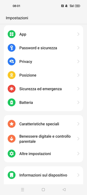 Scorri e seleziona Password e sicurezza
