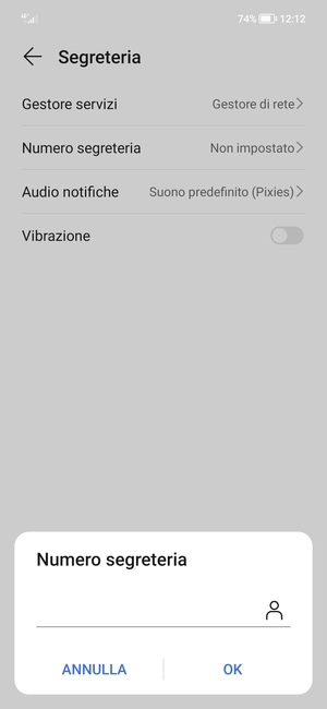 Inserisci Numero segreteria e seleziona OK