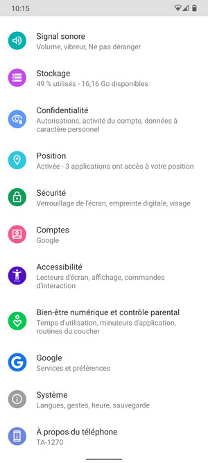 Faites défiler et sélectionnez Systéme