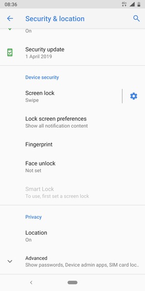 Scroll to and select Advanced