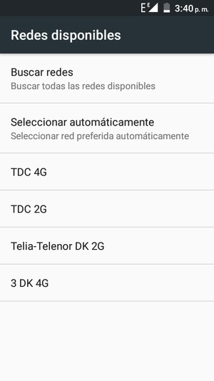 Seleccione un operador de red de la lista