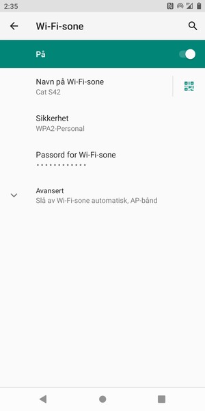 Telefonen din er konfigurert for bruk som et modem