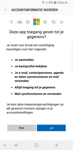 Selecteer Ja