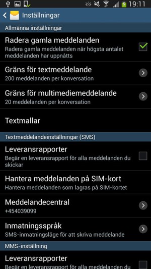 Välj Meddelandecentral