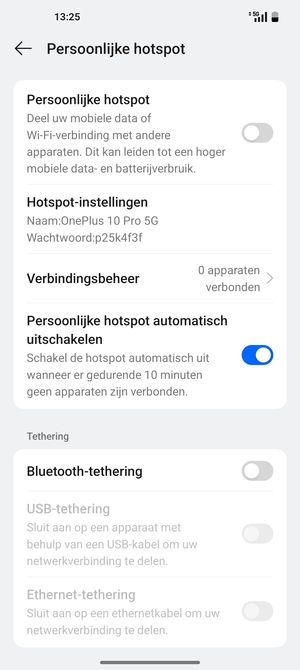Schakel Persoonlijke hotspot in