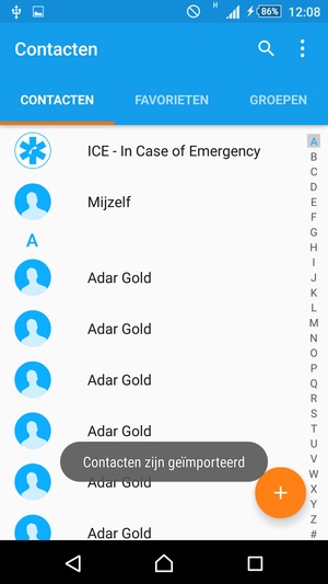 Uw contactpersonen worden opgeslagen naar uw Google-account en naar uw telefoon de volgende keer dat Google gesynchroniseerd wordt.