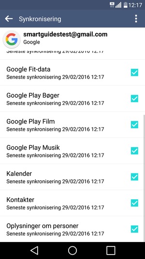 Kontroller at Kontakter er valgt