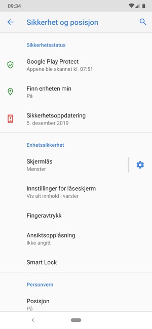 Telefonen din er nå sikret med en skjermlås