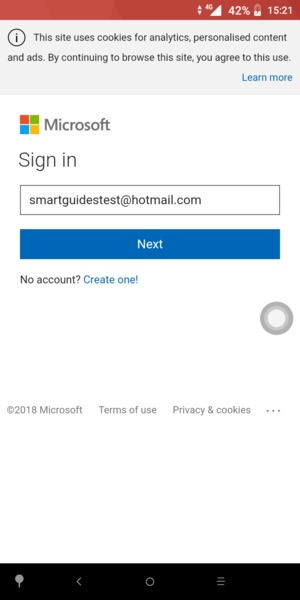 Enter your Hotmail address and select Next