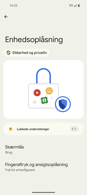 Vælg Skærmlås