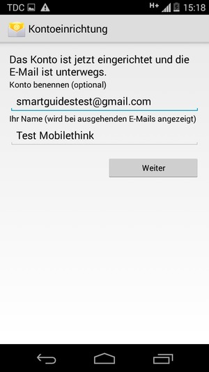 Geben Sie Ihrem Konto einen Namen und geben Sie Ihren Namen ein. Wählen Sie Weiter