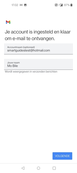 Geef uw account een naam en voer uw naam in. Selecteer VOLGENDE