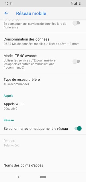 Faites défiler et sélectionnez Noms des points d'accès