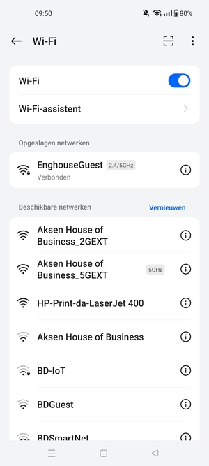 U bent nu verbonden met het WiFi-netwerk