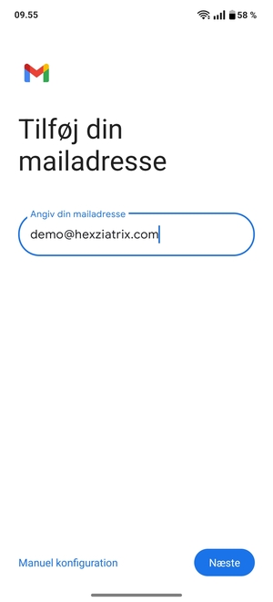 Indtast din e-mailadresse og vælg Næste