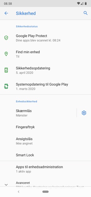 Din telefon er nu sikret med en skærmlås