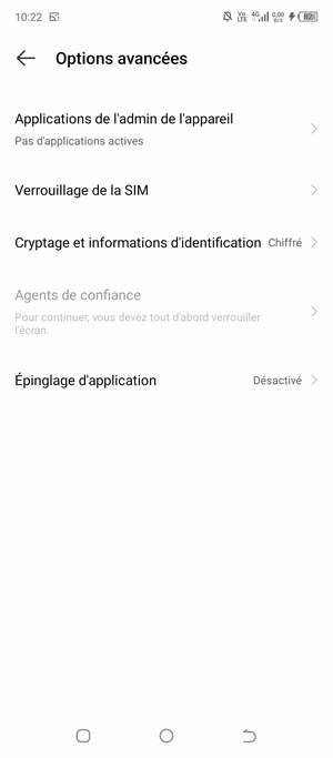 Sélectionnez Verrouillage de la SIM