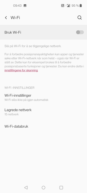 Slå på Bruk Wi-Fi