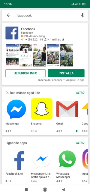 Seleziona l'applicazione