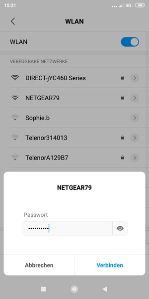Geben Sie das WLAN-Passwort ein und wählen Sie Verbinden