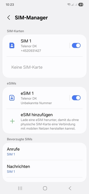 Ihre eSIM wurde
nun aktiviert
