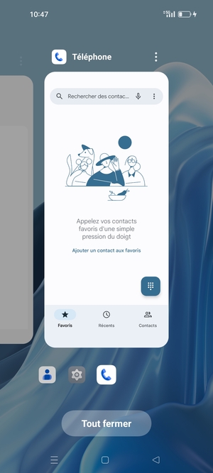 Sélectionnez Tout fermer pour fermer toutes les applications en cours d'exécution