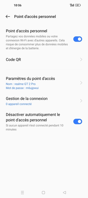 Votre téléphone est maintenant configuré pour être utilisé comme modem