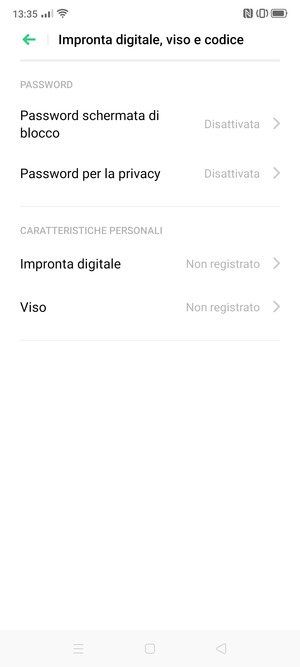 Seleziona Password schermata di blocco
