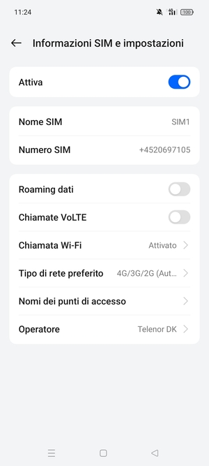 Per modificare la rete, in presenza di problemi, seleziona Operatore