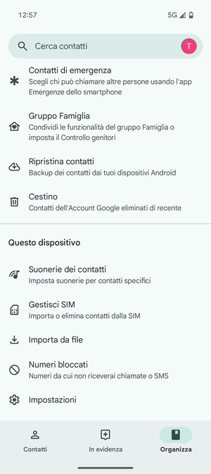 Scorri e seleziona Gestisci SIM