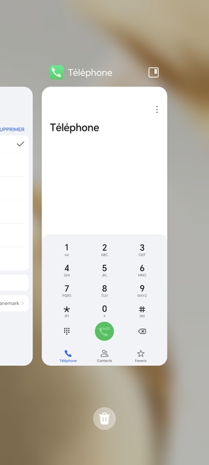 Sélectionnez l'icône Supprimer pour fermer toutes les applis en cours d'exécution