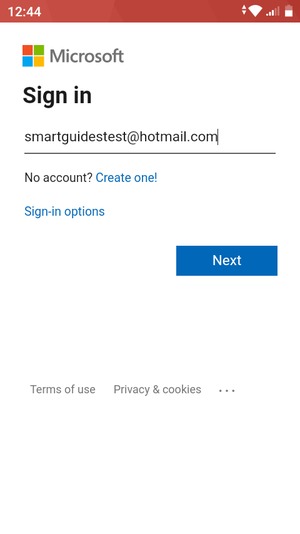 Enter your Email address and select Next