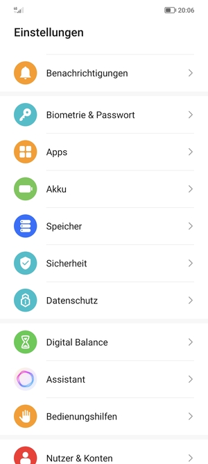 Scrollen Sie und wählen Sie Sicherheit
