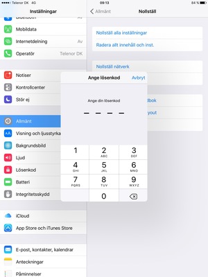 Ange din lösenkod för begränsningar om den är aktiverad på din iPad