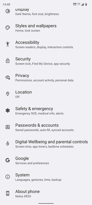 Scroll to and select System