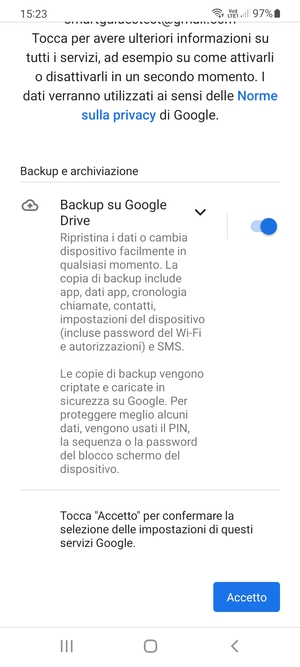 Seleziona Accetto