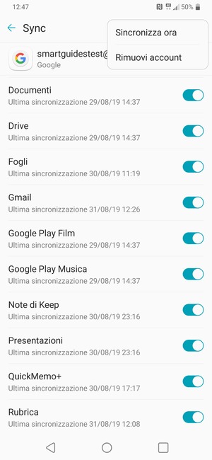 Seleziona Sincronizza ora