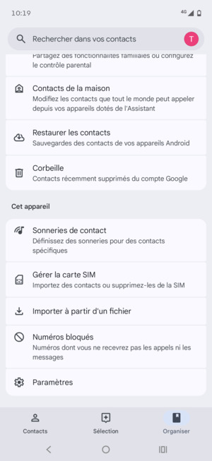 Faites défiler et sélectionnez Gérer la carte SIM
